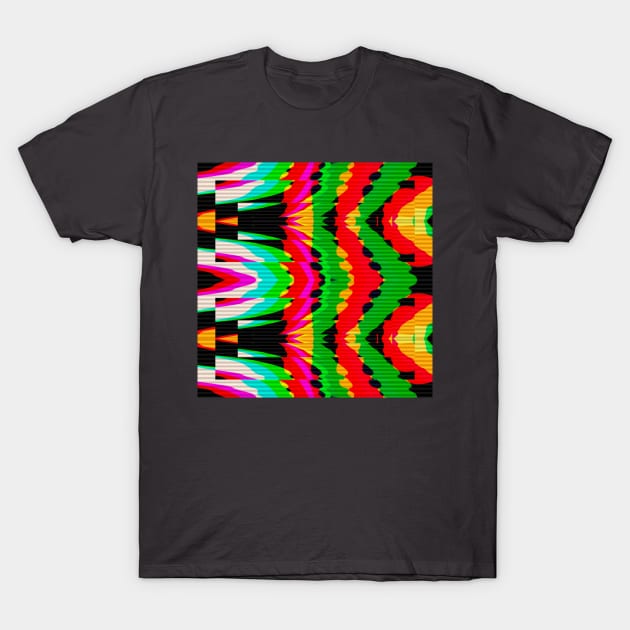 Multicolor Glitch Pattern T-Shirt by AmezMemesDesignz